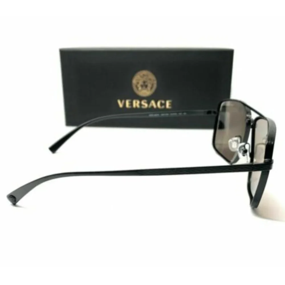 Versace Men's Matte Black Brown Gold Sunglasses!